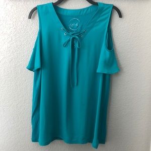 GUC PL Inc Turquoise Cold Shoulder Blouse